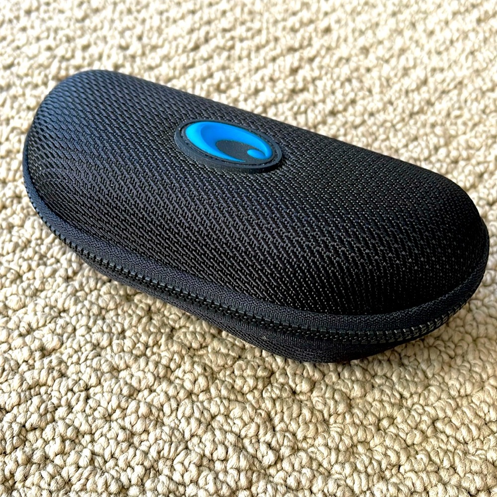 Costa Sunglasses Case in Black and Blue with Logo Zipper.